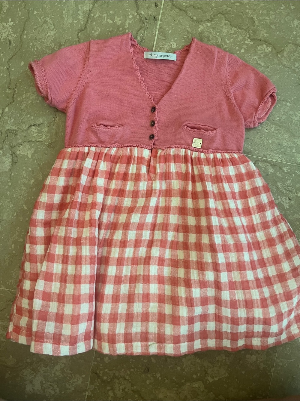 Al Agua Patos Pink Knit and Cotton Dress